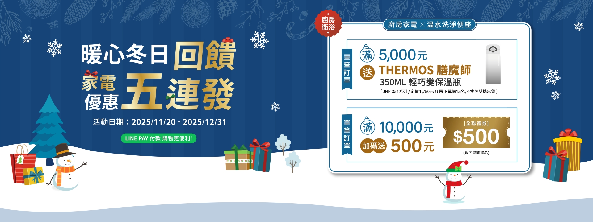 暖心冬日回饋 家電優惠五連發 廚房衛浴