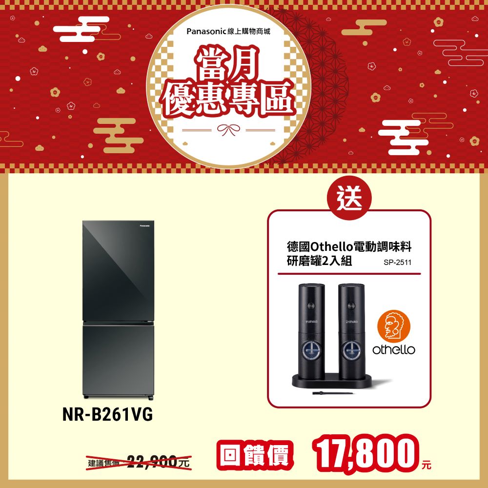 255L雙門玻璃鏡面系列電冰箱 NR-B261VG